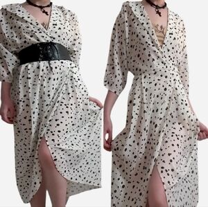 Black and white dotted long dress